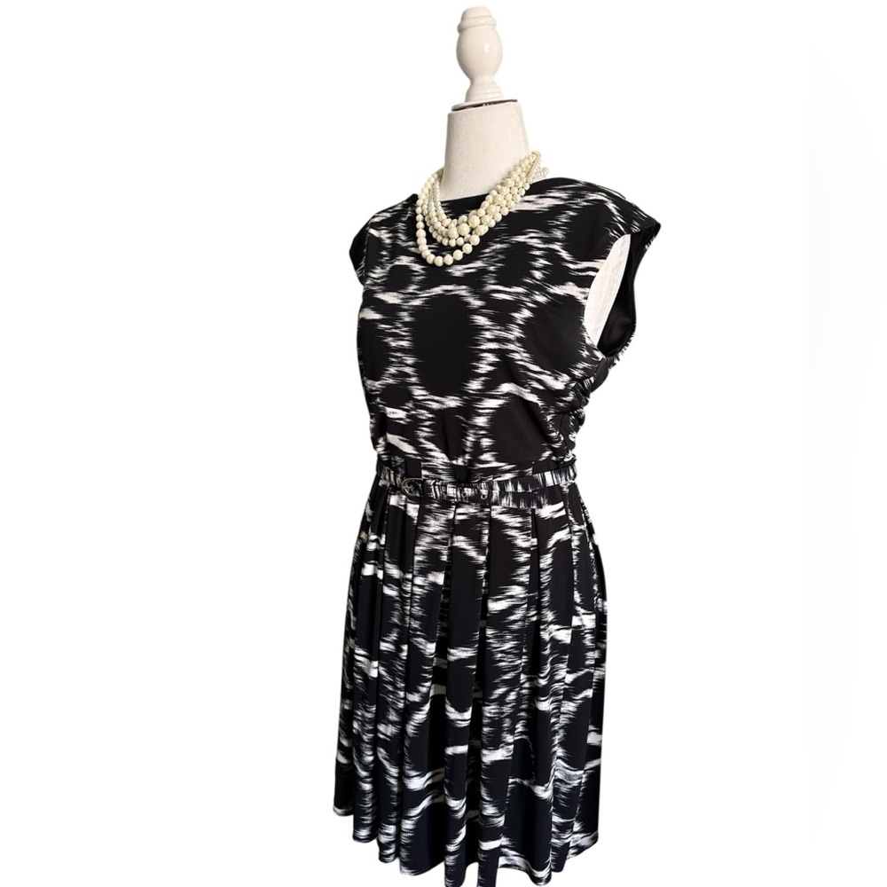 Gorgeous Black and White, Alfani dress. A-line with belt.
